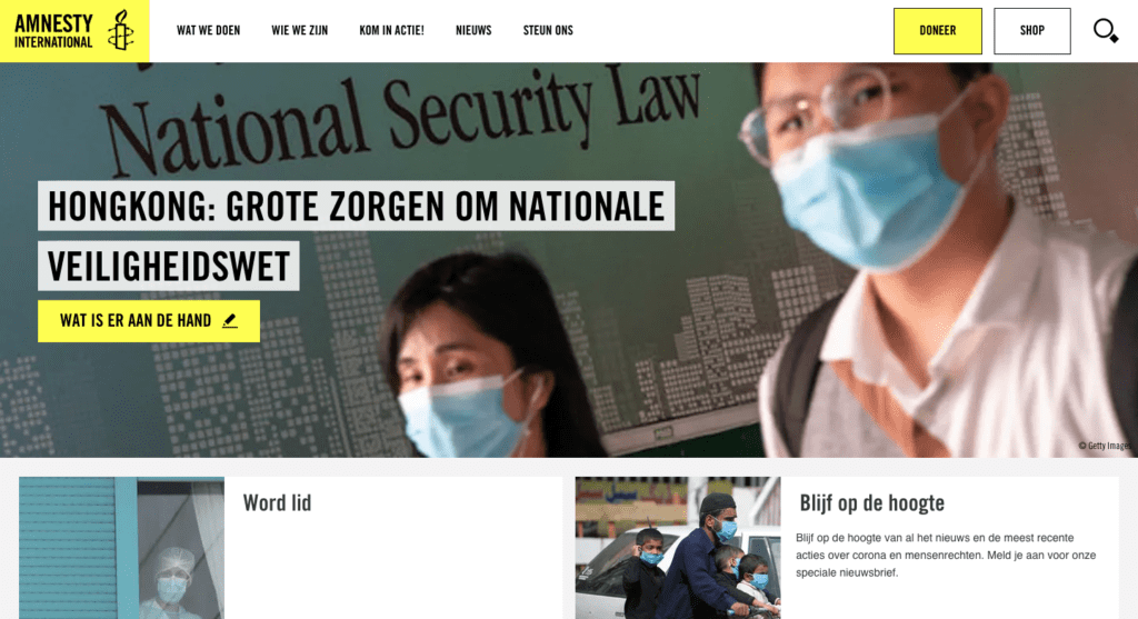 Amnesty International - Go2People Websites  - Top 10 mooiste websites van Nederland anno 2020