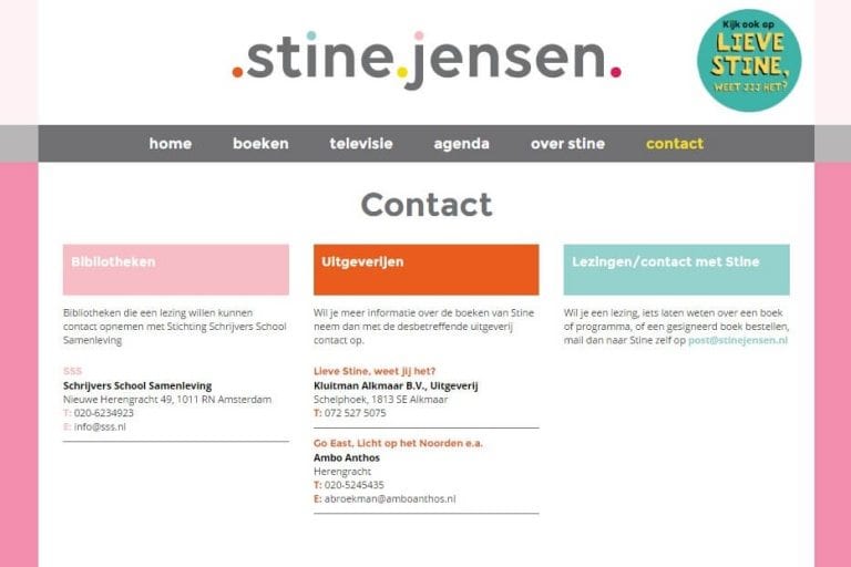 Contactpagina Stine Jensen